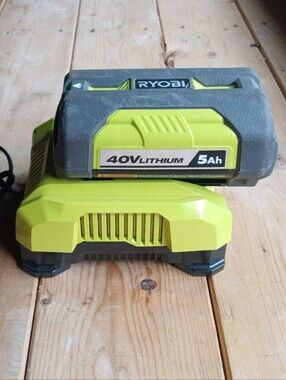 RYOBI 40V Lithium-Ion 5Ah Battery + Rapid Charger